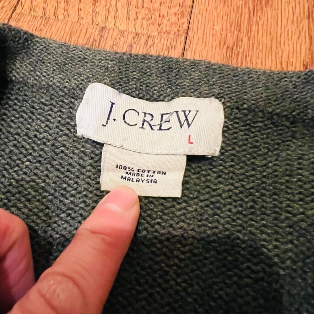 Vintage J Crew 90's Cotton Knit Sweater Men’s Size Large Green Oarsman - Picture 8 of 16